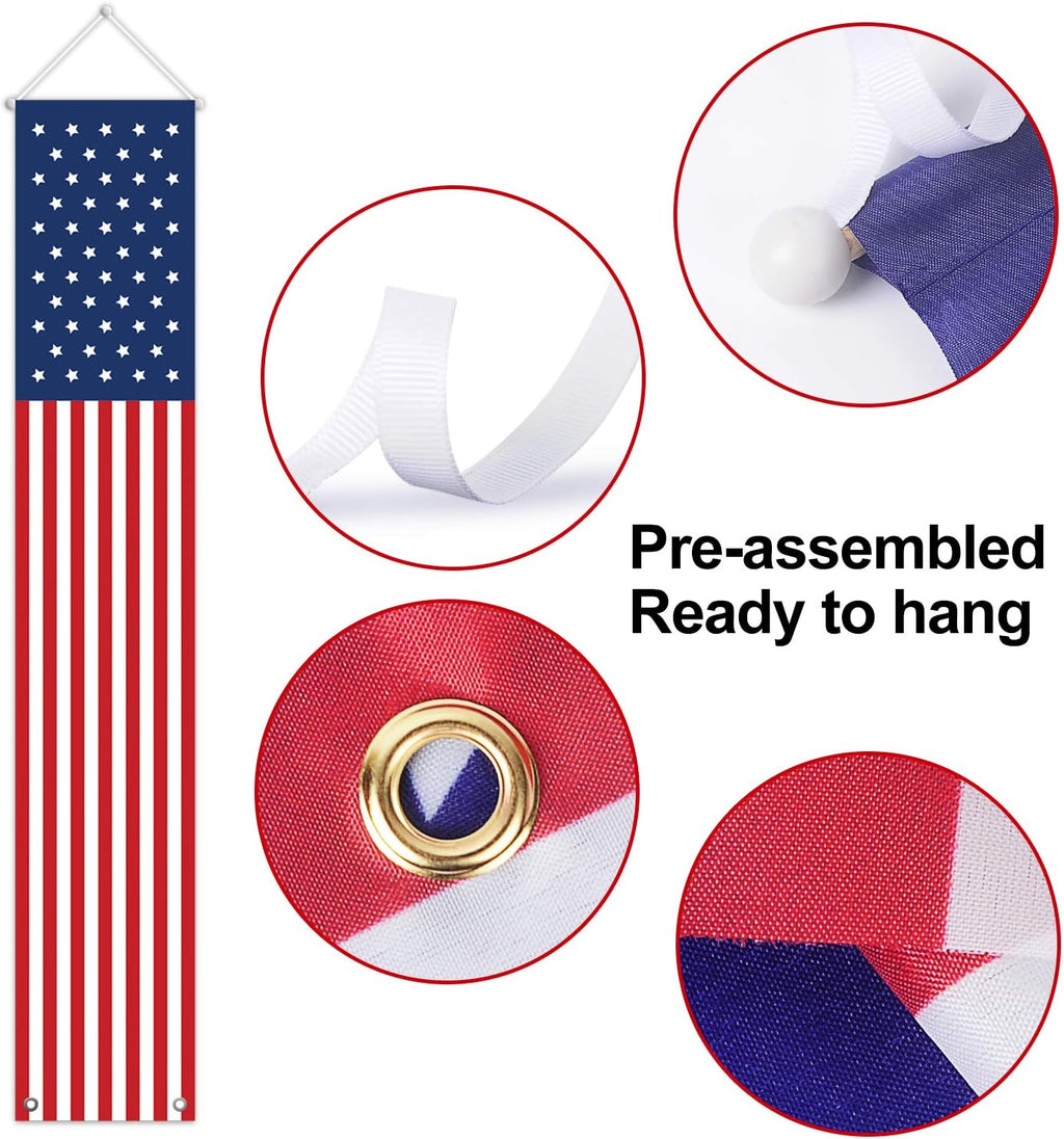 4th of July Decorations - Patriotic American Flag Banners & Porch Sign | Red, White & Blue (2 Pcs)