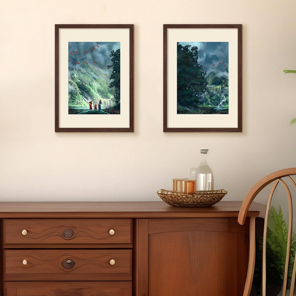 Upsimples A3 Picture Frame - Display 8.3x11.7" with Mat or 11.7x16.5" Without | Brown, 1 Pack