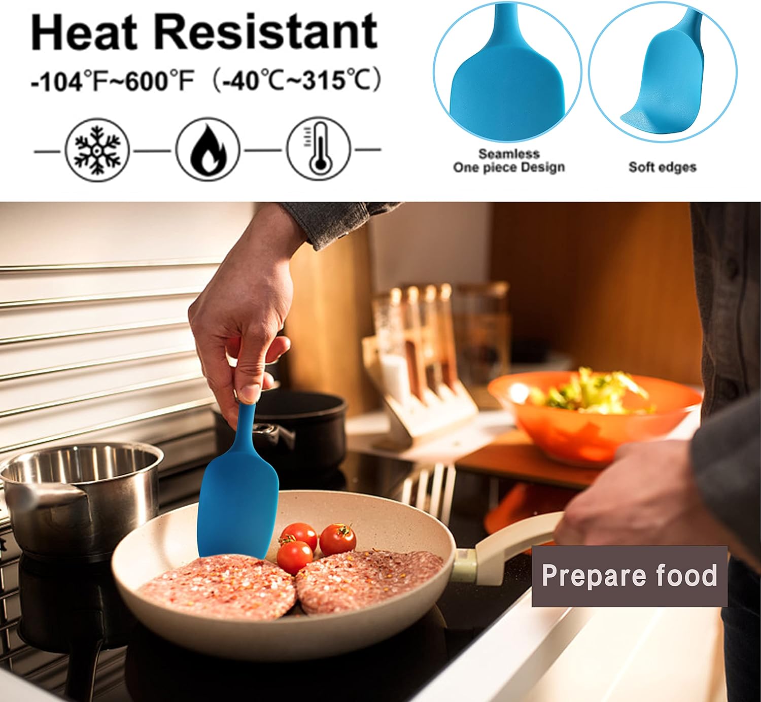 VITUER Silicone Rubber Spatula Set - 5PCS Food Grade, BPA-Free, Heat Resistant & Dishwasher Safe
