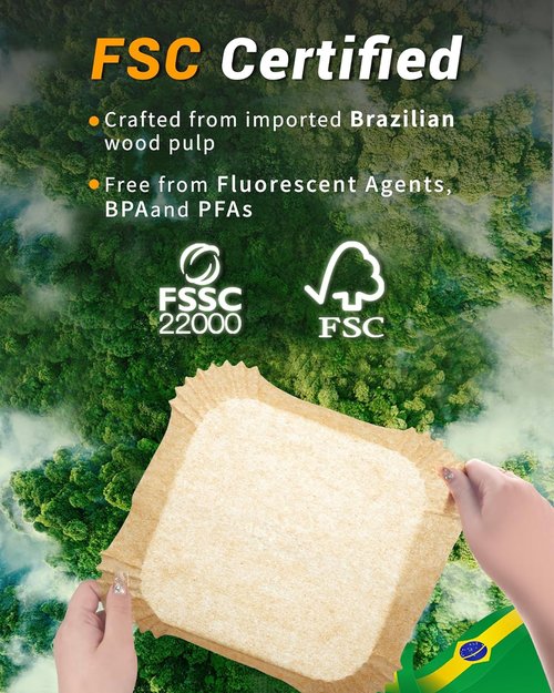 500Pcs Air Fryer Paper Liners - 8” Square Non-Stick Parchment for 5-8 QT Air Fryers | Oil-Proof & Unbleached