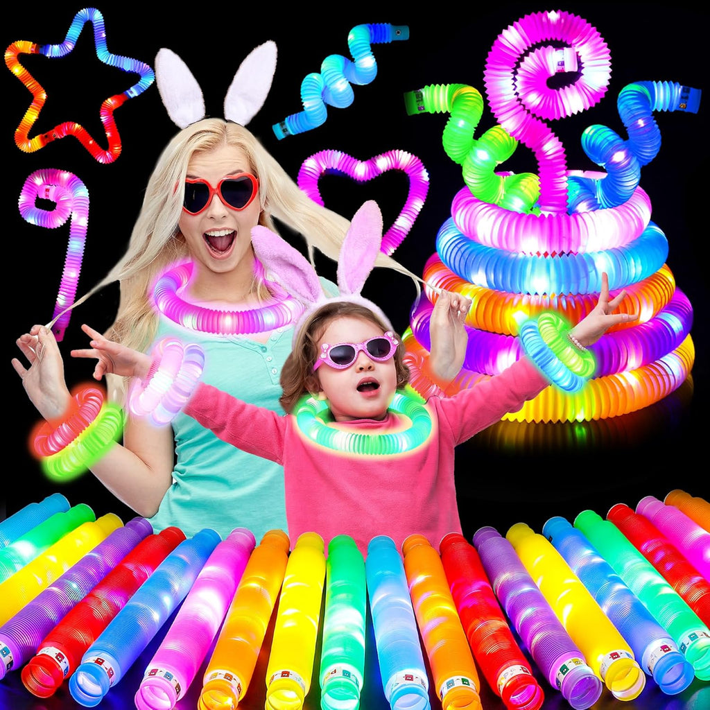 UrChoice Glow Sticks - 32PCS LED Pop Tubes & Glow Necklaces | Fun Party Favors for Birthdays & Weddings