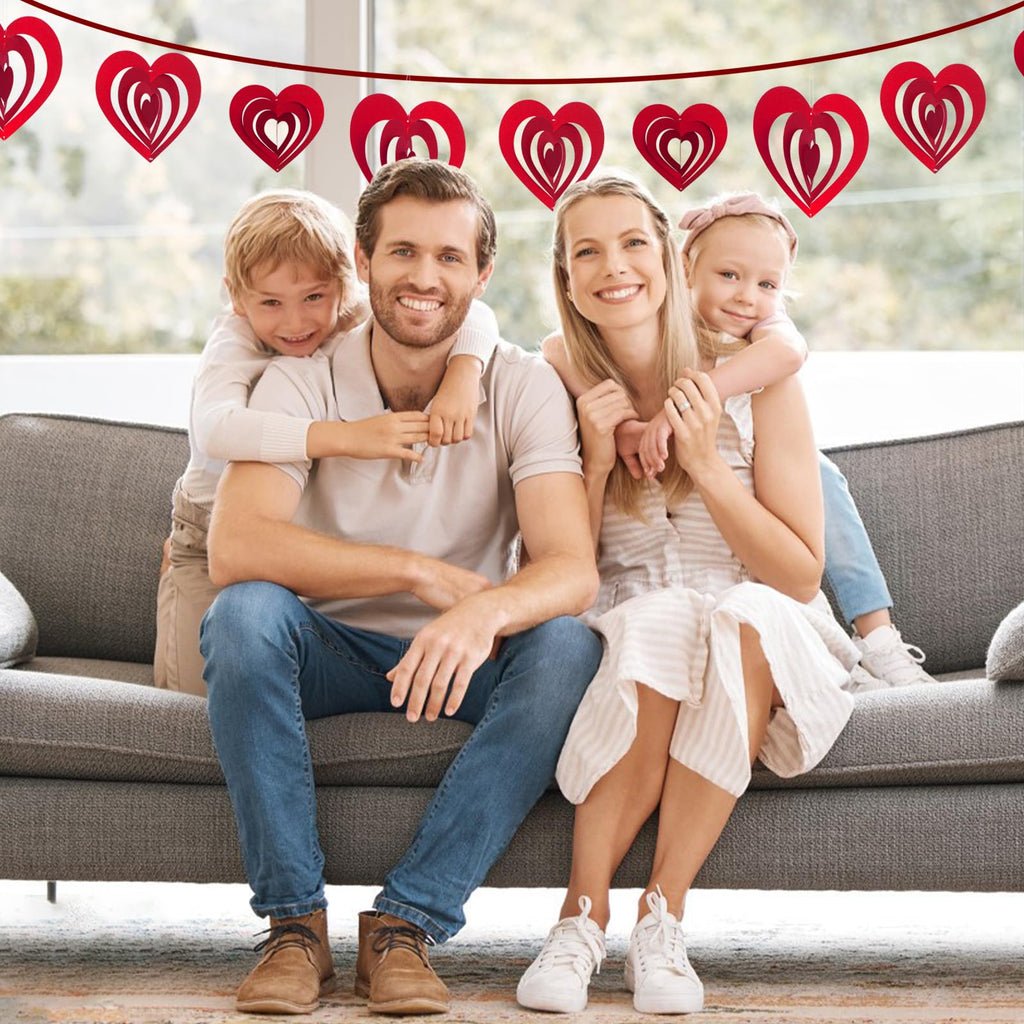 40Pcs Valentine's 5D Glittering Heart Hanging Foil Decorations, Swirl Red Hollowed Heart Hanging Heart Garland for Valentine's Engagement Wedding Bridal Shower Anniversary Party Decorations