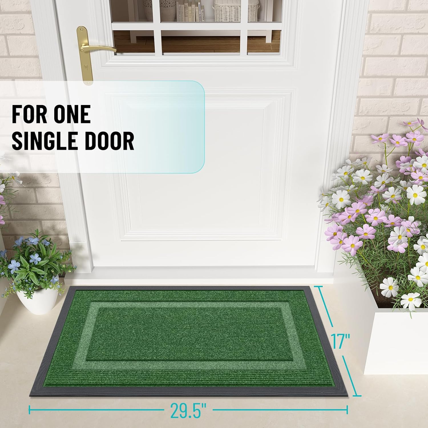 OLANLY Indoor Outdoor Front Door Mat - Waterproof, All-Weather, Easy Clean | 29.5x17 Inches, Green