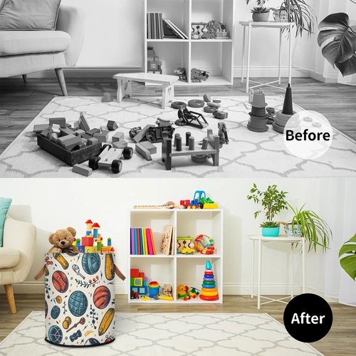 Eizlang 62L Laundry Basket Collapsible Laundry Hamper with Handles Balls Clothes Books Toys Kids Laundry Hampers Bin for Bathroom Kitchen Hotel