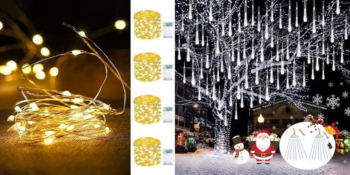 EXF Fairy Lights - 4-Pack Battery Operated with Timer | Perfect for Outdoor Christmas Decor