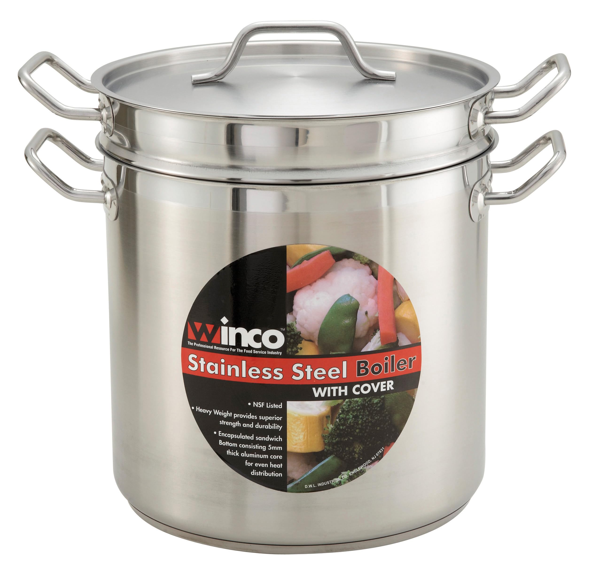 Winco 12qt S/S Double Boiler w/Cover