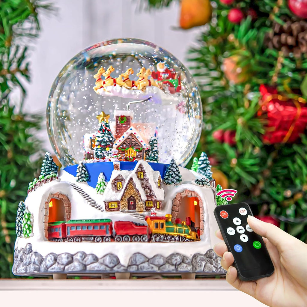 Regine Switzerland Musical Snow Globe | Rotating Santa Claus with Automatic Snowfall | 48 Classic Christmas Carols