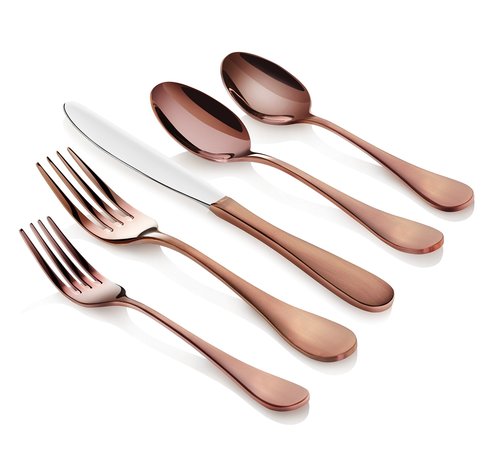 Artaste 56921 Rain 18/10 Stainless Steel Flatware 20-Piece Set, Copper Finish, Service for 4