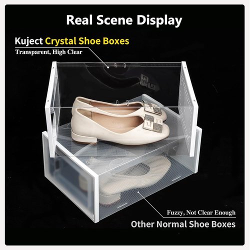 Kuject Large Shoe Storage Box - Stackable Organizer for Closet | Space-Saving Sneaker Container, 12 Pack