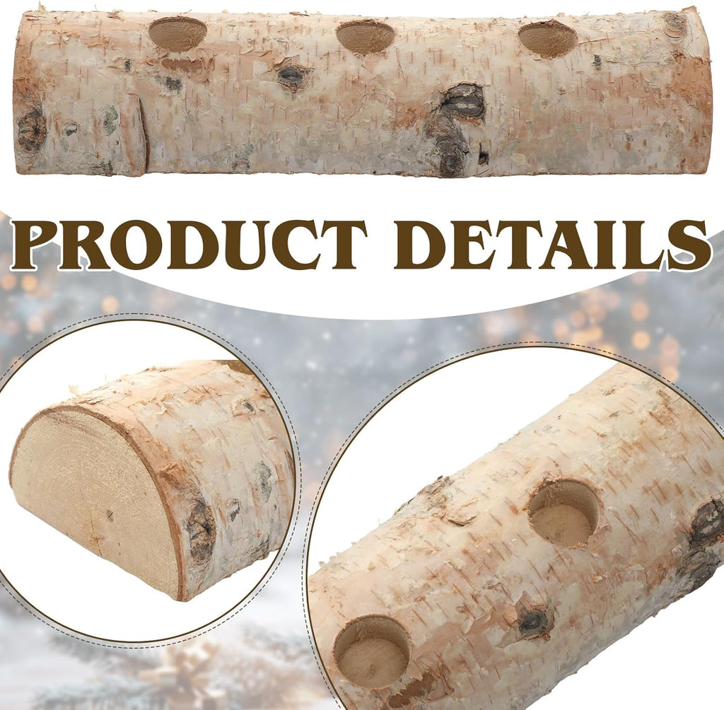 Roowest Birch Wood Taper Candle Holders - 3 Pcs Decorative Set for Christmas Mantel & Table Centerpieces