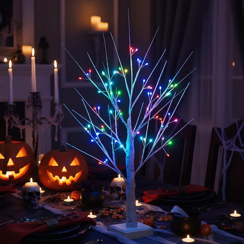 2ft Pre-lit Birch LED Tree with 72 RGB Lights & Remote - USB/Battery Powered, 1 Pack, Variation: 72LT RGB Birch