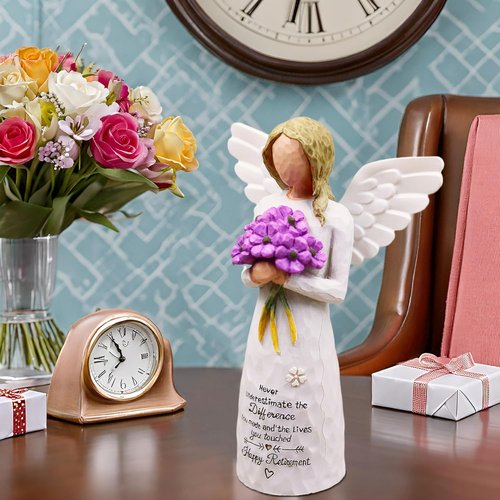 AUKEST Retirement Gift for Women - 5.1” Purple Angel Figurine | Perfect Going Away Party Decoration