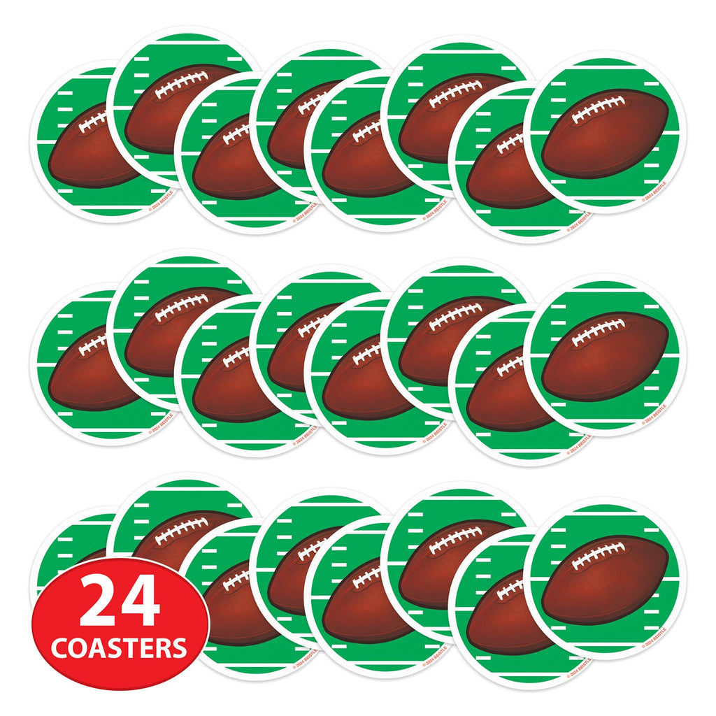 Beistle Football Coasters, Set of 24, Tableware for Game Day Parties, and Tailgating, Drink and Beverage Protectors for Sports-Themed Events
