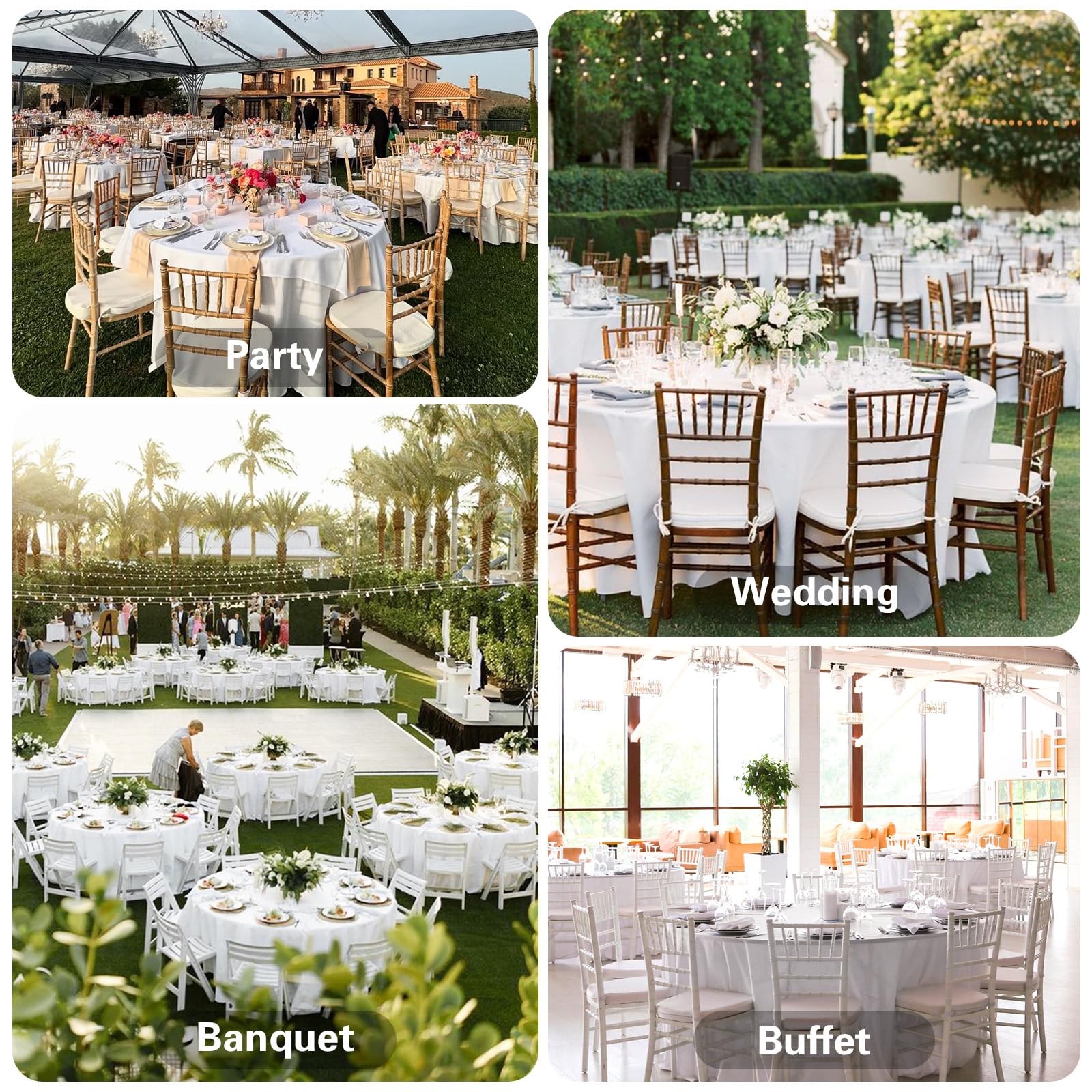 Mclisle 8 Pack White Round Tablecloth 120 Inch Table Cloths for Round Tables, Wrinkle Resistant Washable Decorative Polyester Table Cover for Wedding Party Dining Banquet