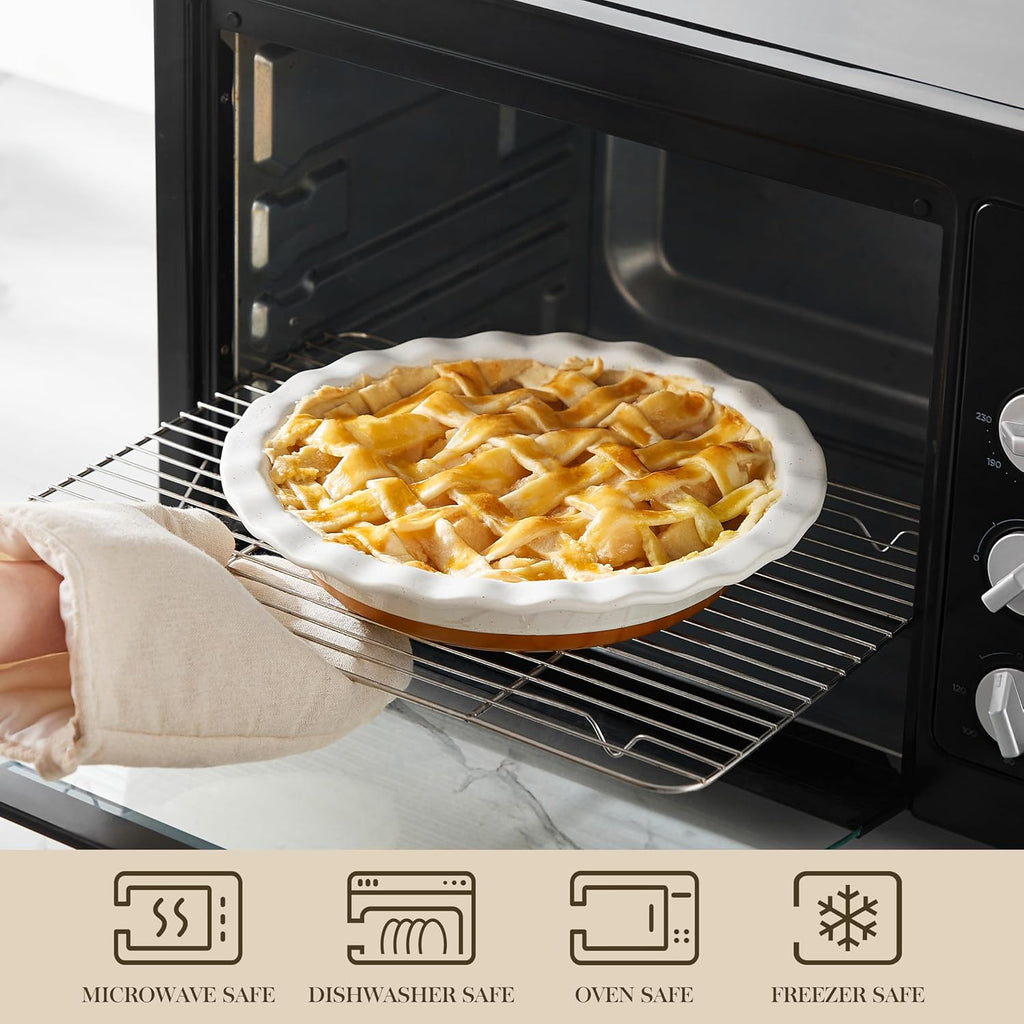 MALACASA Ceramic Pie Pan Set - Nonstick 9-Inch Deep Dish Baking Dish | Scratch-Resistant TARA Series