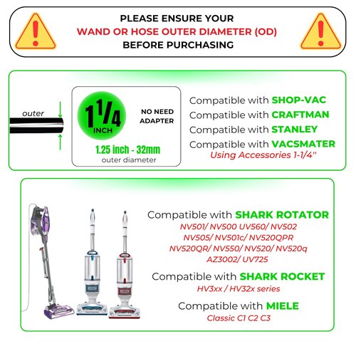 Upgraded Hardwood Floor Attachment with Horse Hair Soft Bristles & Flexible Brush Head for Vacuum Cleaners Using 1 ¼'' (1.25inch) (32mm) Accessories - Work on Low Carpet & Wood/Bare/Tile/Hard Floors