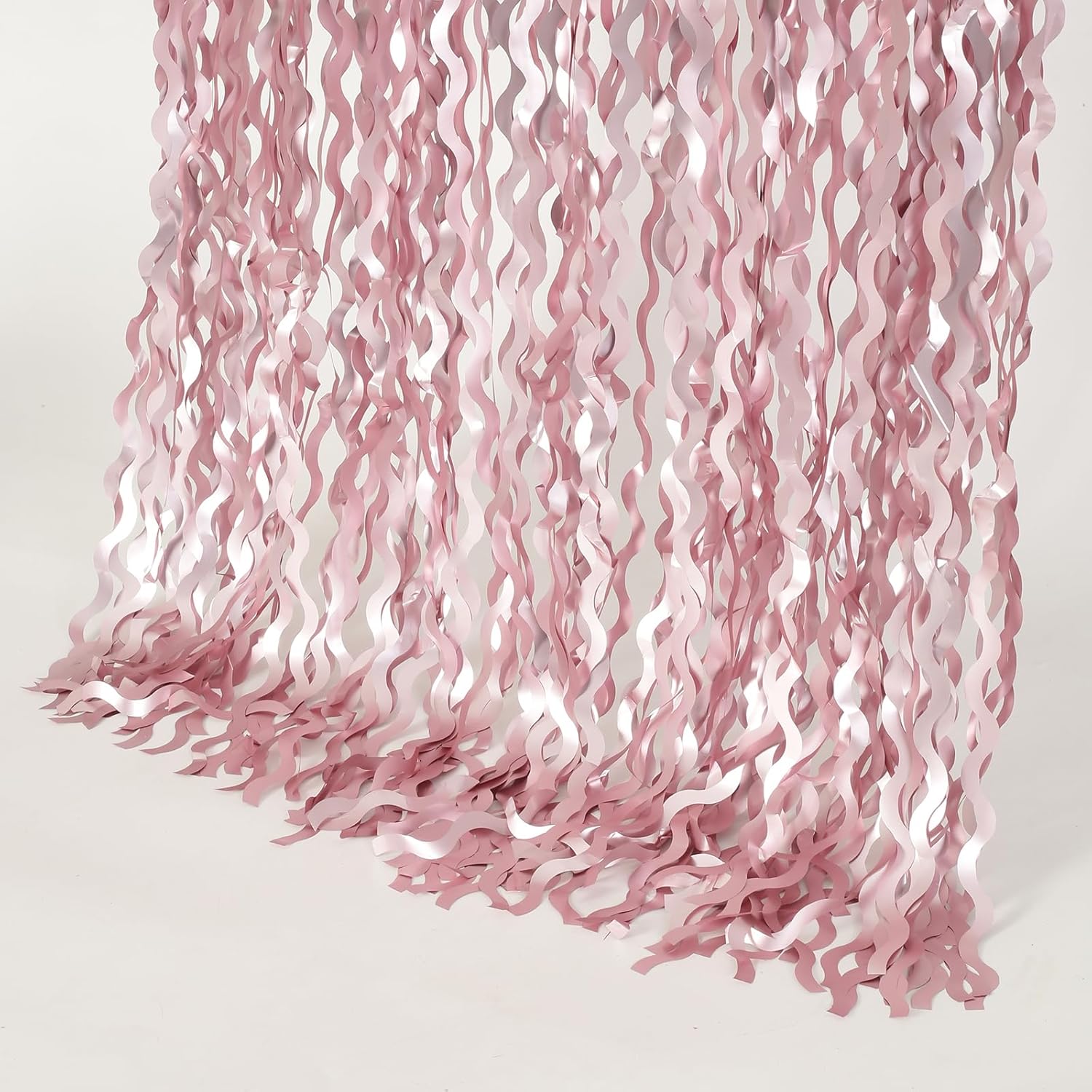Pink Tinsel Curtain Backdrop by [Brand Name] - 4 Pack Wavy Foil Fringe for Princess Bachelorette Parties