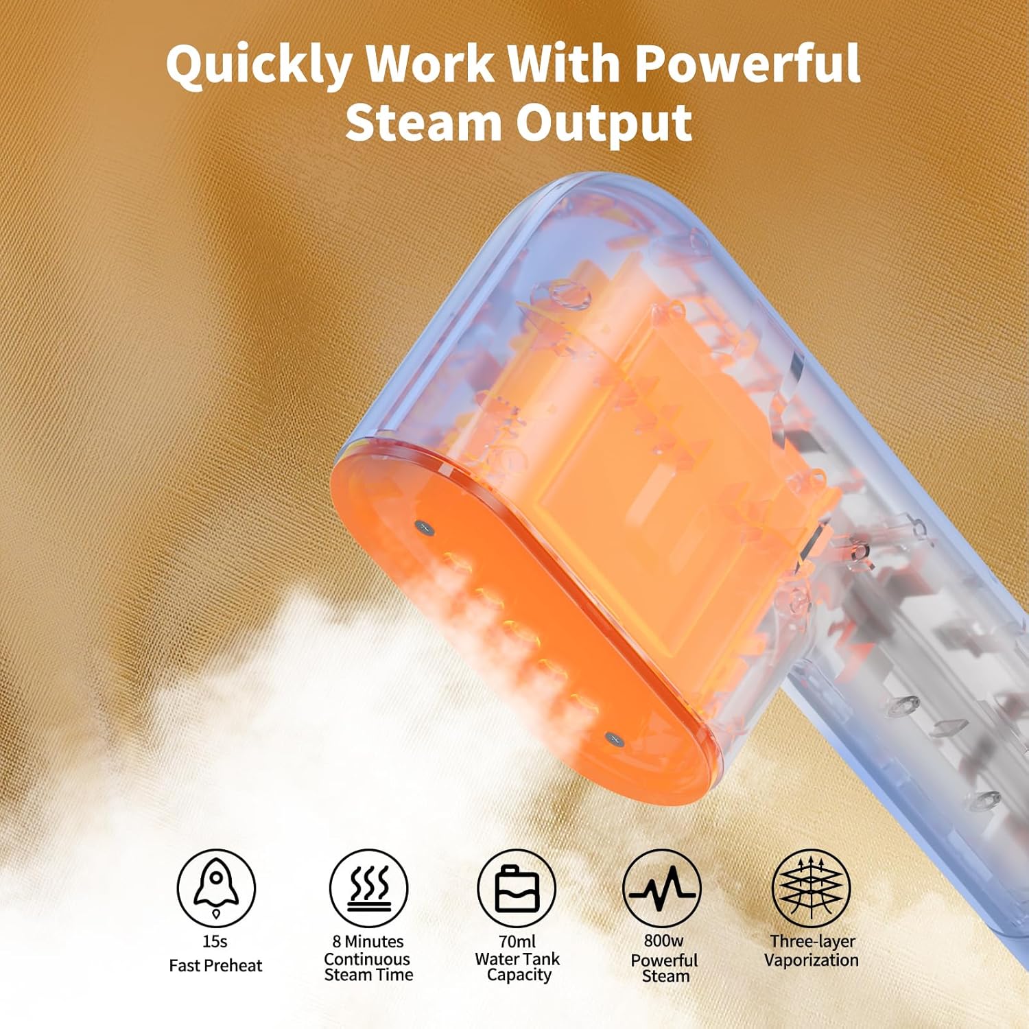 Skiennix Portable Travel Steamer - 800W Handheld Fabric Wrinkle Remover | Fast 15s Heat-Up, Compact Design