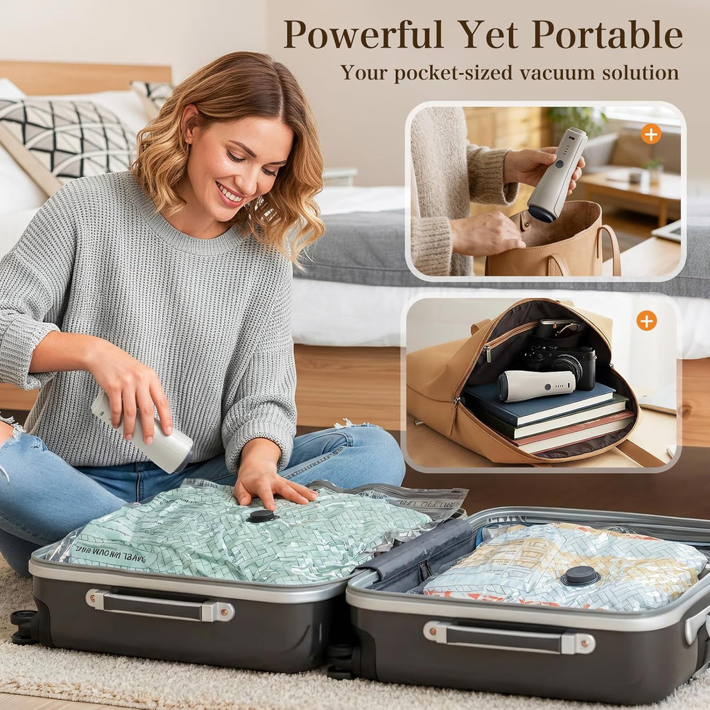QcoQce Vacuum Storage Bags - Rechargeable Electric Pump Included | Space Saver for Clothing & Bedding