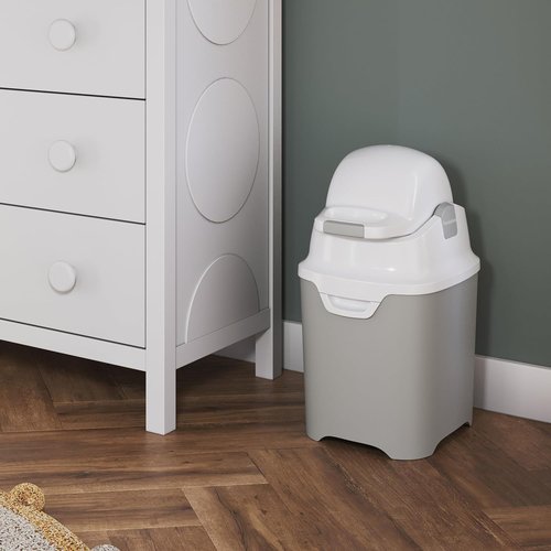 Foundations Mini Diaper Pail - Airtight & Odorless Diaper Disposal, Holds 30 Newborn Diapers - Gray