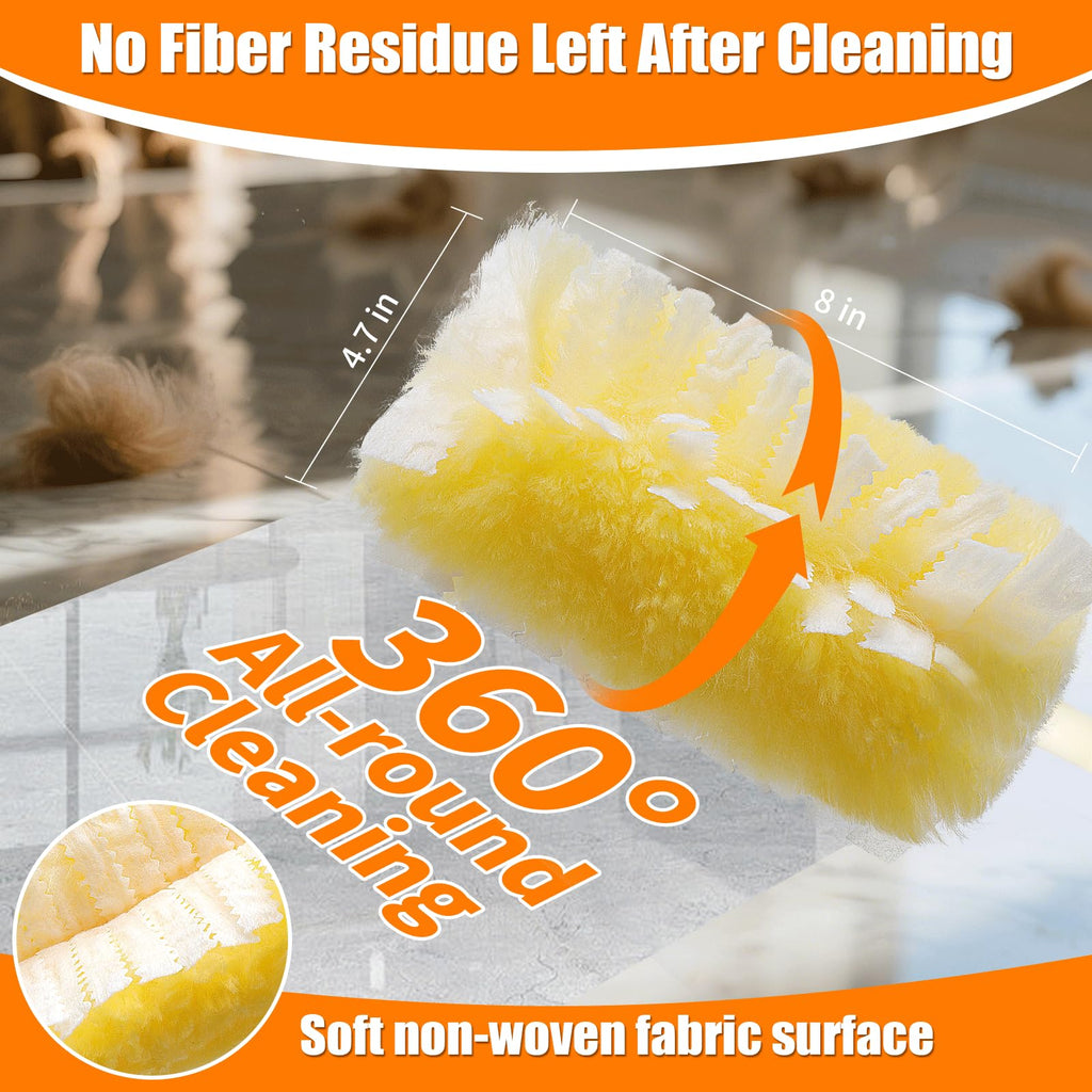 Senowi 40 Count 360° Heavy Duty Duster Refills Compatible with Swiffer,Large Size-Extra Thick Disposable Electrostatic Feather Duster Refill with 1 Retractable Handle(35-inch Length Fully expanded)