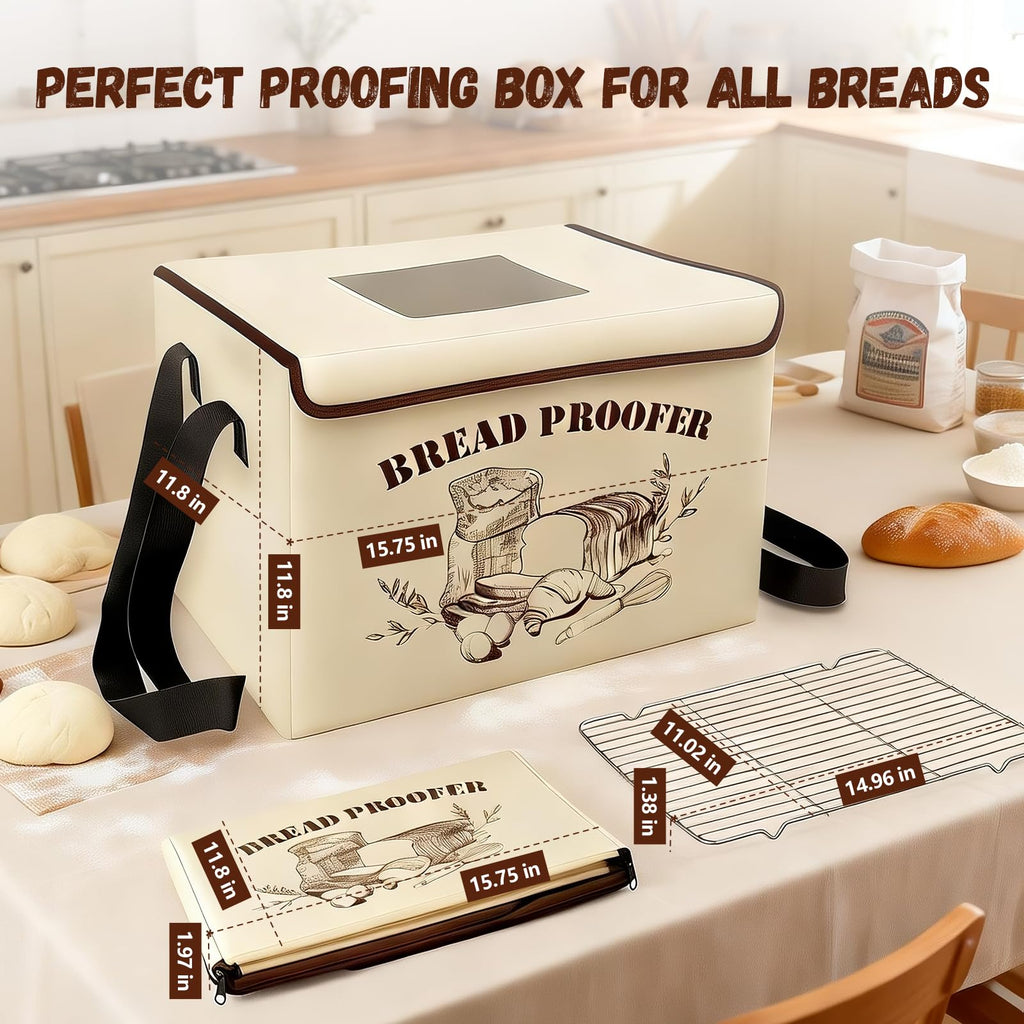 Brivouen Bread Proofing Box, Foldable Bread Proofer Warming Box 50-122℉ Control & 48H Timer, 3 Sided Heating Sourdough Proofing Boxes with Metal Rack for Bread Baking, Making, Pizza, Yogurt, Kombucha