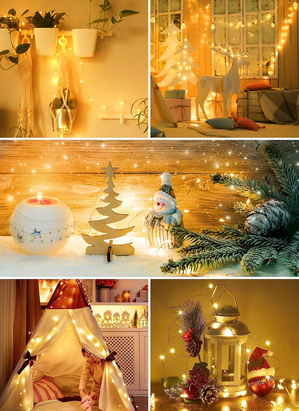 Minetom Fairy String Lights - 33Ft 100 LED Battery Operated Copper Wire Twinkle Lights for Weddings & Parties