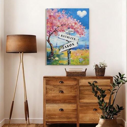 Crossroads Personalized Canvas Print | Custom Couples Street Sign Art - Perfect Valentine’s Day Gift, 12x16
