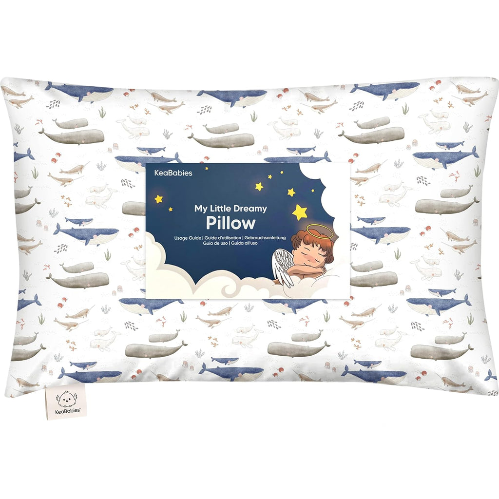 My Little Dreamy Toddler Pillow - Organic Cotton Travel Bed Pillow with Soft Pillowcase | 13x18, Machine Washable, Ideal for Ages 2-5 (Marine)