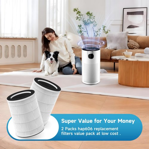 2 Packs HAP606 HAP609 Replacement Filter for VisionAir HAP606 & ECOSELF HAP609 Air Purifier, 3-Stage Design with Activated Carbon, HEPA Pre-filter, Air Filter for Home Large Room
