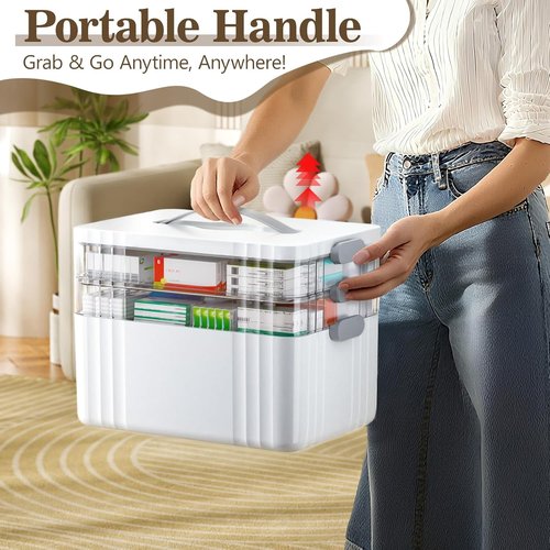 ARSTPEOE 3-Tier Medicine Organizer - Portable Medical Box with Handle | Versatile Pill & First Aid Kit