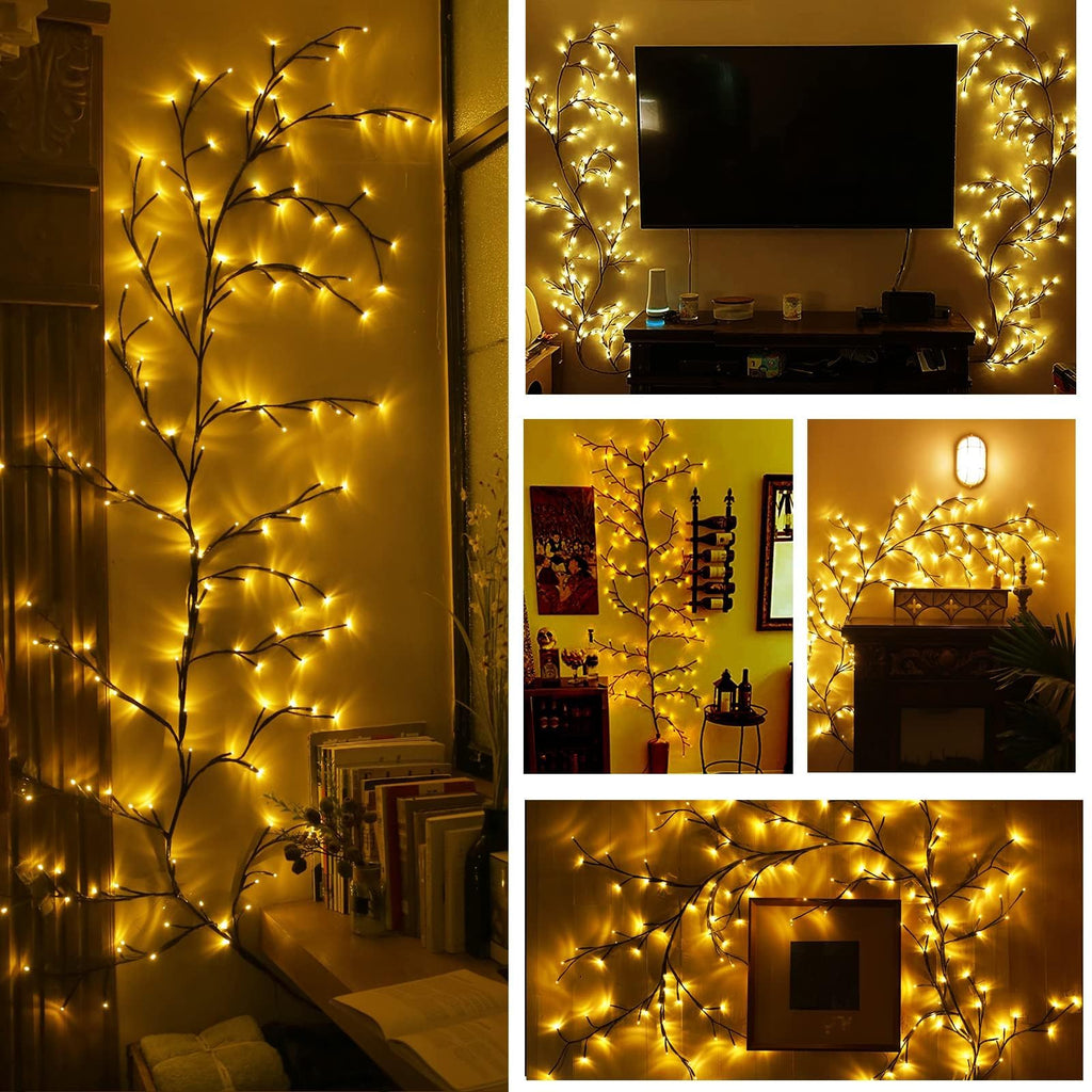 Enchanted Willow Vine Lights for Wall,Willow Vine Tree Branch Lights Decoration Gift,with 48 LED Light and Remote,8 Lighting Modes,for Bedroom Wall Doors Windows Wedding Christmas (47 Inch)