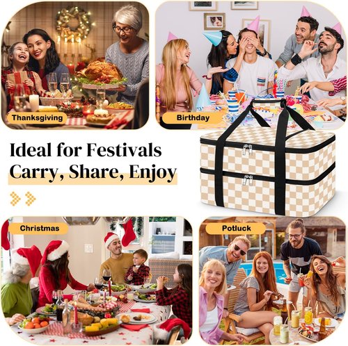 Coobiiya Insulated Casserole Carrier - Thermal Tote Keeps Food Hot or Cold | Fits 9" x 13" Dish
