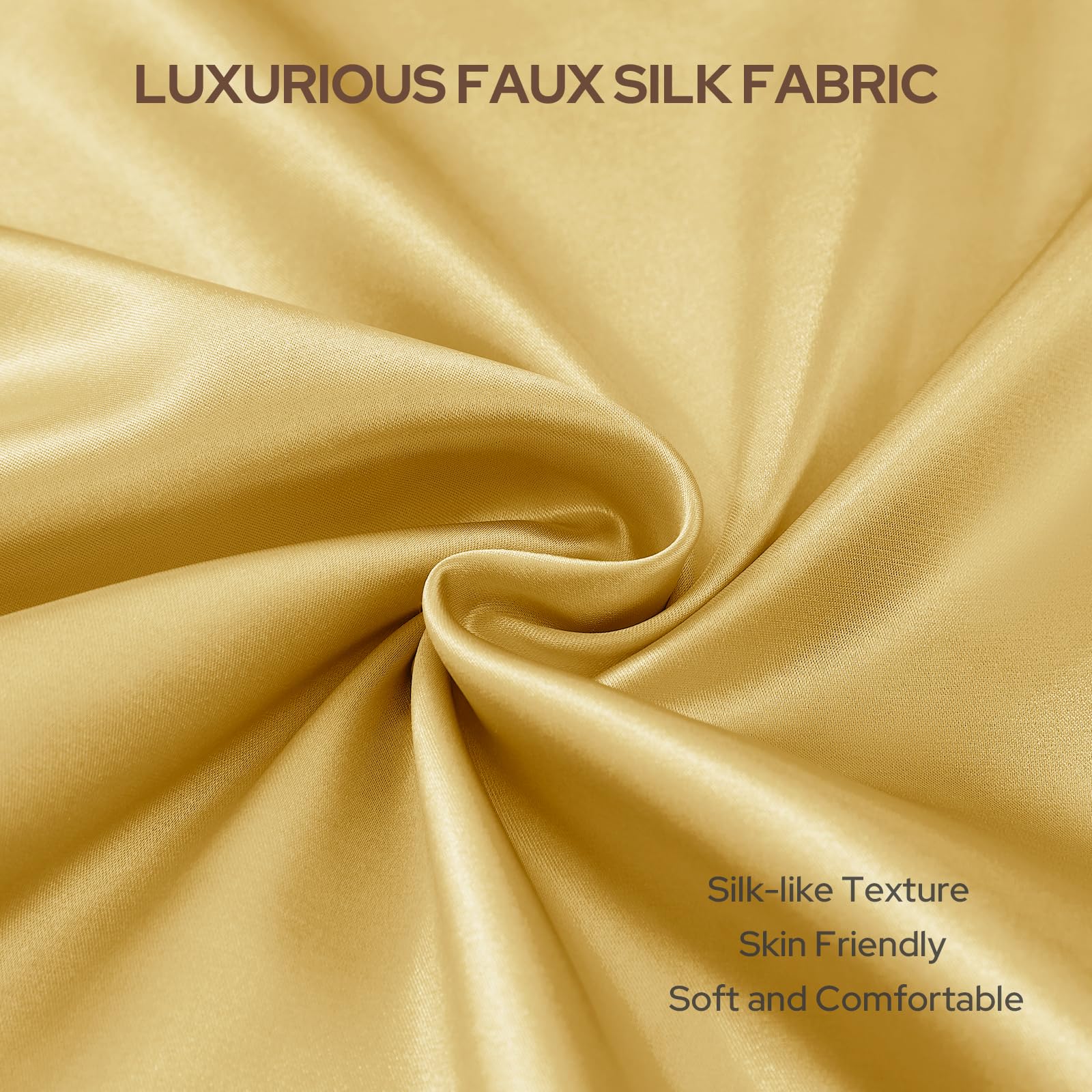 HOMEIDEAS Gold Decorative Throw Pillow Covers 18x18 Set of 2, Glossy Faux Silk Pillow Covers for Couch Sofa Bed Decor Luxury Euro Summer Cushion Covers