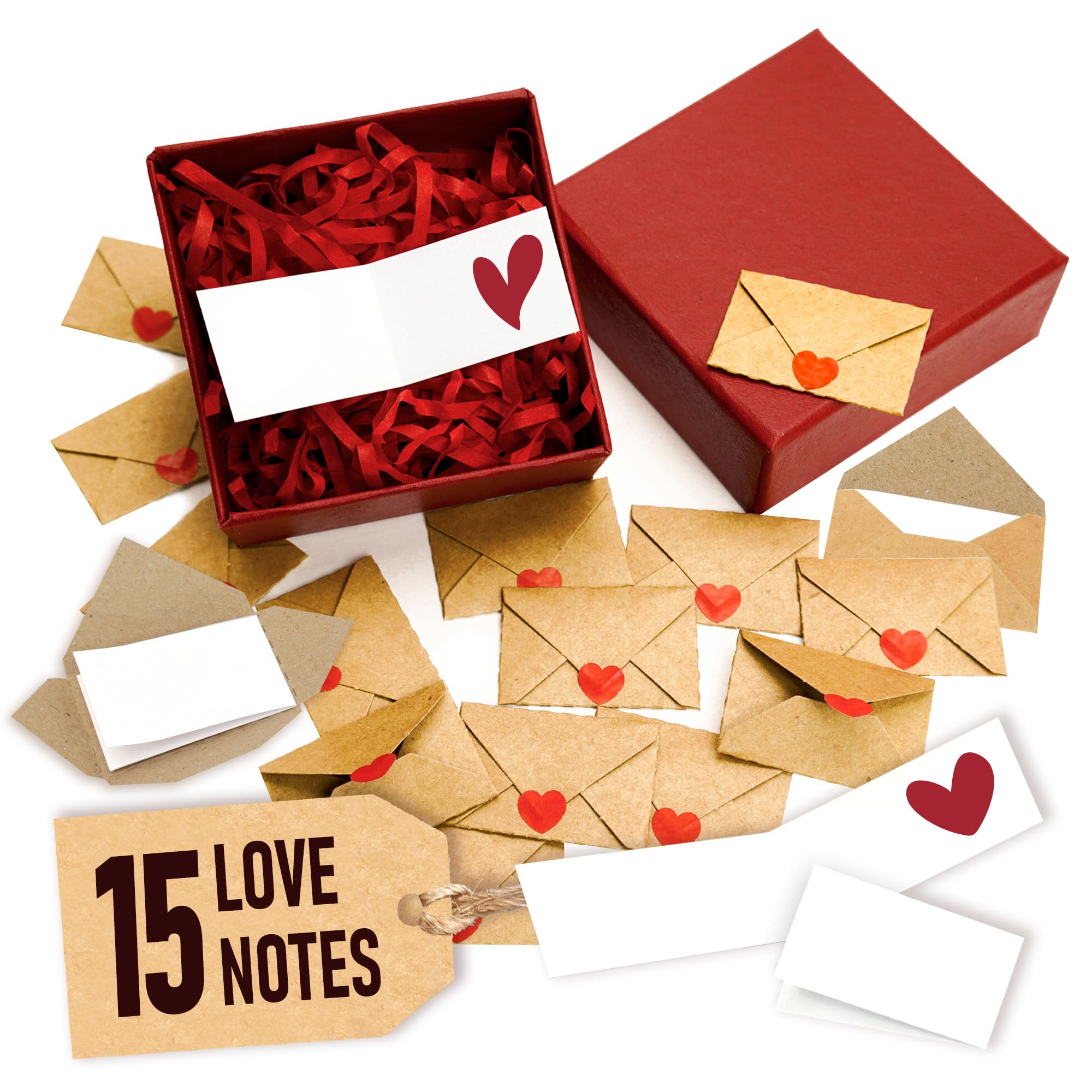 15 Blank Note Cards and Envelopes - Mini Envelopes with Blank Cards, Tiny Valentines Day Card, Little Love Notes for Him, Her, Wife, Husband - Cute Birthday, Valentine Gifts for Girlfriend Boyfriend