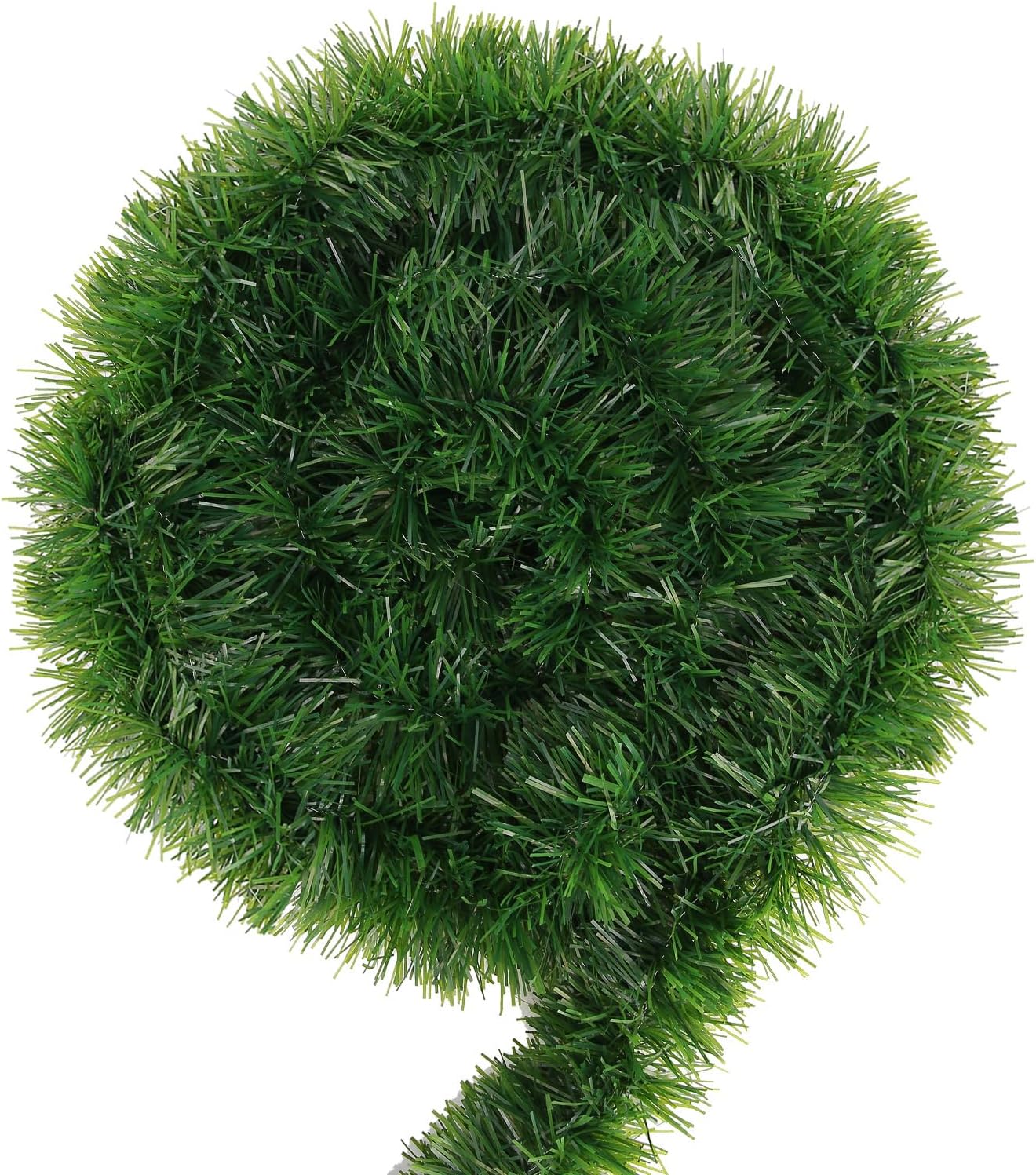 Skiennix Green Garland - 50Ft Non-Lit Tinsel Stems for Christmas Decor | Soft Twist for Tree, Stairs, and Mantle