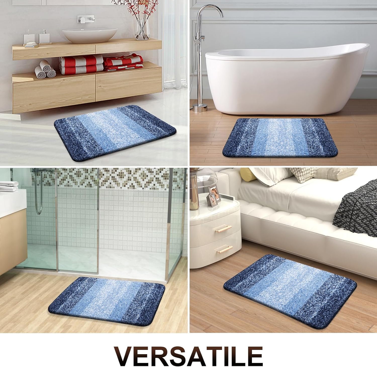 OLANLY Bathroom Runner Rug - Extra Soft Microfiber Mat | Quick Dry, Washable, 47x20, Navy
