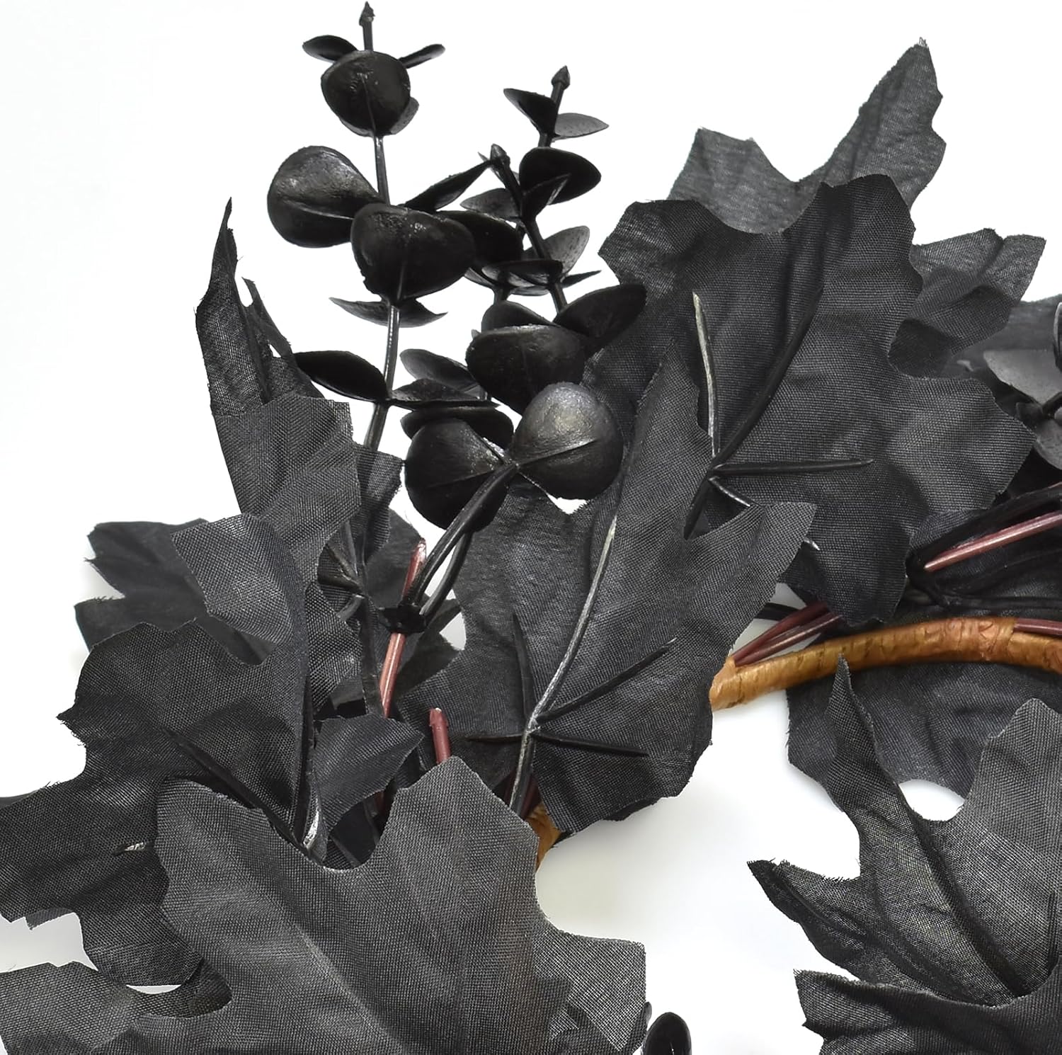 Skiennix 6Pcs Black Candle Rings - Halloween Maple Leaf Wreaths for Fall Table Centerpieces