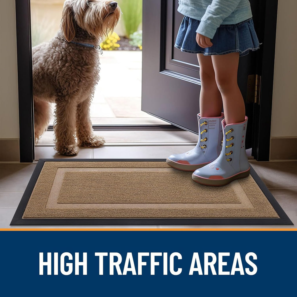 OLANLY Waterproof Front Door Mat - All-Season, Fade Resistant, Easy Clean | 29.5x17 Inches, Light Brown