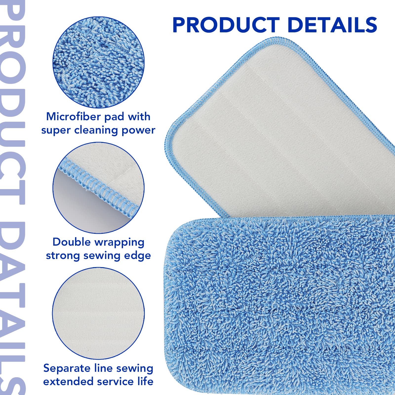 Replacement Microfiber Pad Fit for Rubbermaid Commercial 18 Inch and 17 Inch Mop - 10 Pack Wet & Dry Commercial Cleaning Reusable Refills Fit for Any Microfiber Flat Mop 18" 17" - Trapezium