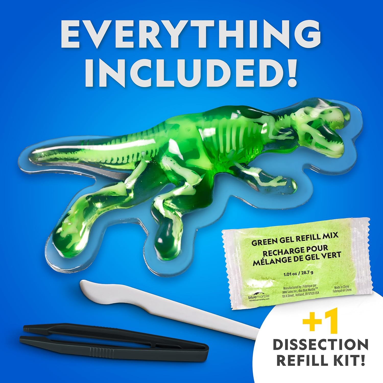 National Geographic T. Rex Dissection Lab - Glow-in-the-Dark Dinosaur Model, 9.5” Skeleton, Includes Refill Pack & Learning Guide