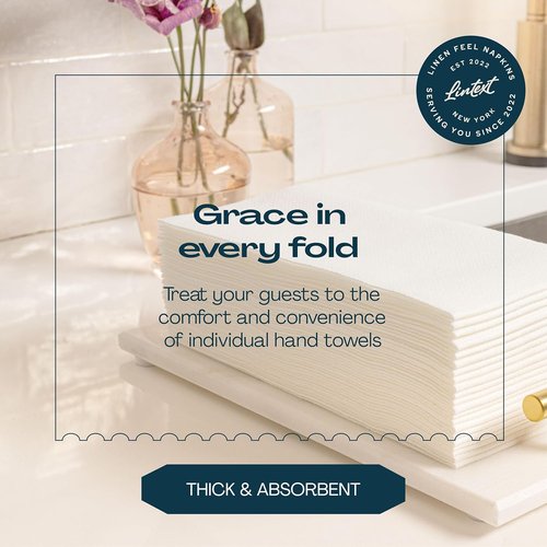 Lintext Disposable Linen-Feel Guest Towels - Soft & Absorbent 8" x 17" Paper Napkins | Pack of 300 for Events