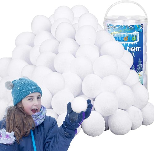 Elcoho 100-Piece 2-Inch Artificial Snow Balls Set - Realistic Plush Toss Balls for Kids | Winter Fun & Xmas Decor