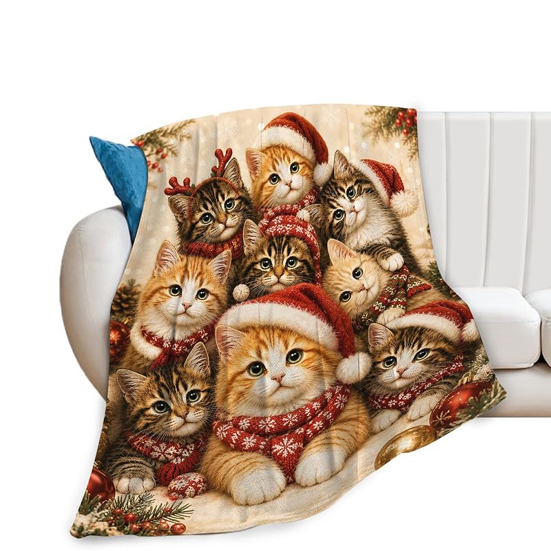 Christmas Cat Blanket 50x40 Cute Cats Throw - Kids Gift, Estused Variation: Cute Cat+50x40