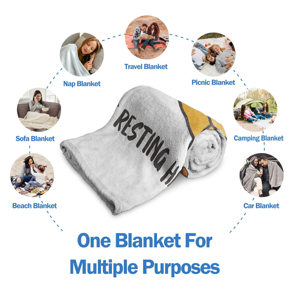GoMelley Funny Fathers Day Grandpa Gifts, Grandpas Birthday Gift from Grandkids, Grandpa is Not Sleeping Blanket, Super Soft Throws Blanket for Napping, Promoted to Grandpas Gifts, 60" x 50"(Gray)