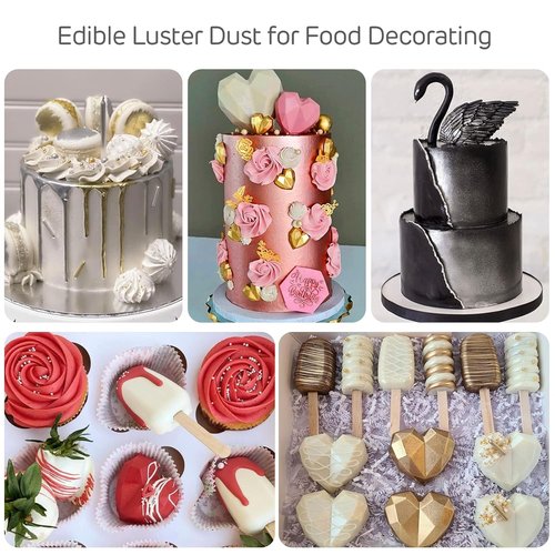 Cherrysea Silver Edible Luster Dust - Food Grade Cake Decoration Powder | 10 Grams for Baking & Desserts