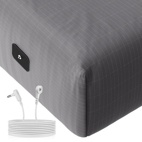 Grounding Fitted Sheets Full Size, Grounding Sheets Full with 10% Silver Fiber, 15'' Deep Pocket Grounded Fitted Bed Sheets for Better Sleep & Wellness, 54"x75"x15", Gray