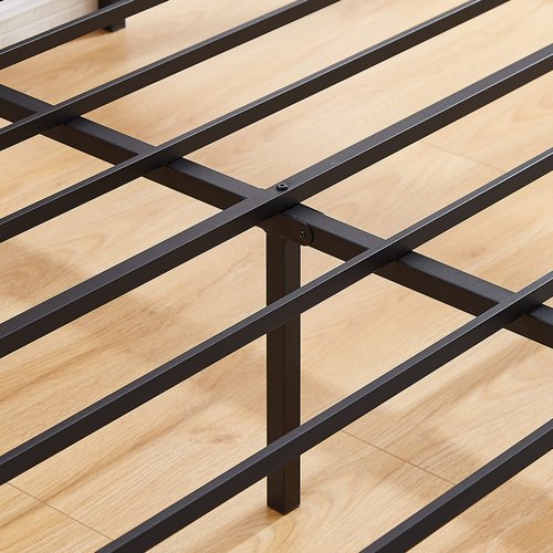 VECELO Full Platform Bed Frame with Wood Headboard/Mattress Foundation/Premium Steel Slats Support/No Box Spring Needed,Grey Slate(Square)