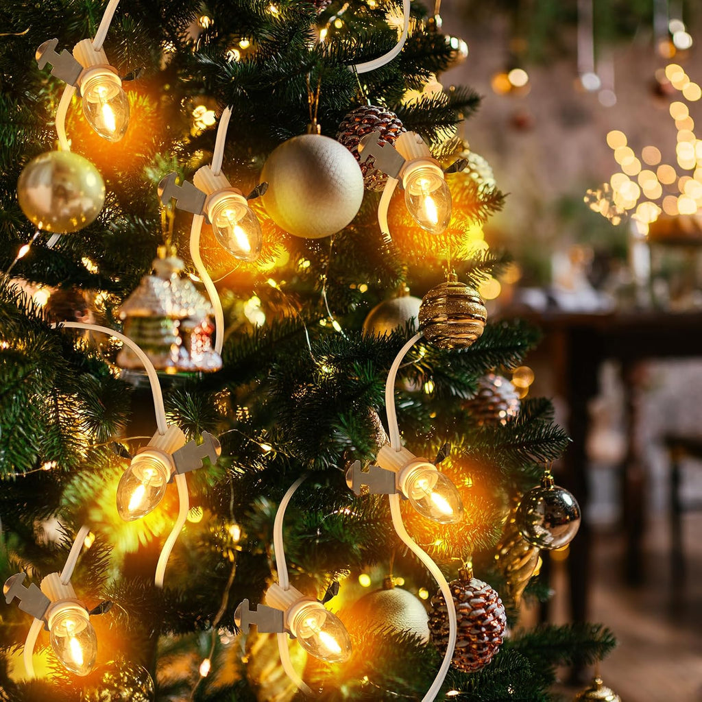 Skiennix Christmas Village Lights - 10 LED C7 Bulbs with Clips for Warm White Holiday Decor
