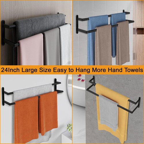 32Inch Double Towel Bar, JIAPAIDUO Towel Rack for Bathroom, Stainless Steel Double Bath Towel Bar, Wall Mounted Towel Holder, Matte Black